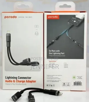 Porodo Lightning Connector Audio Charge Adapter