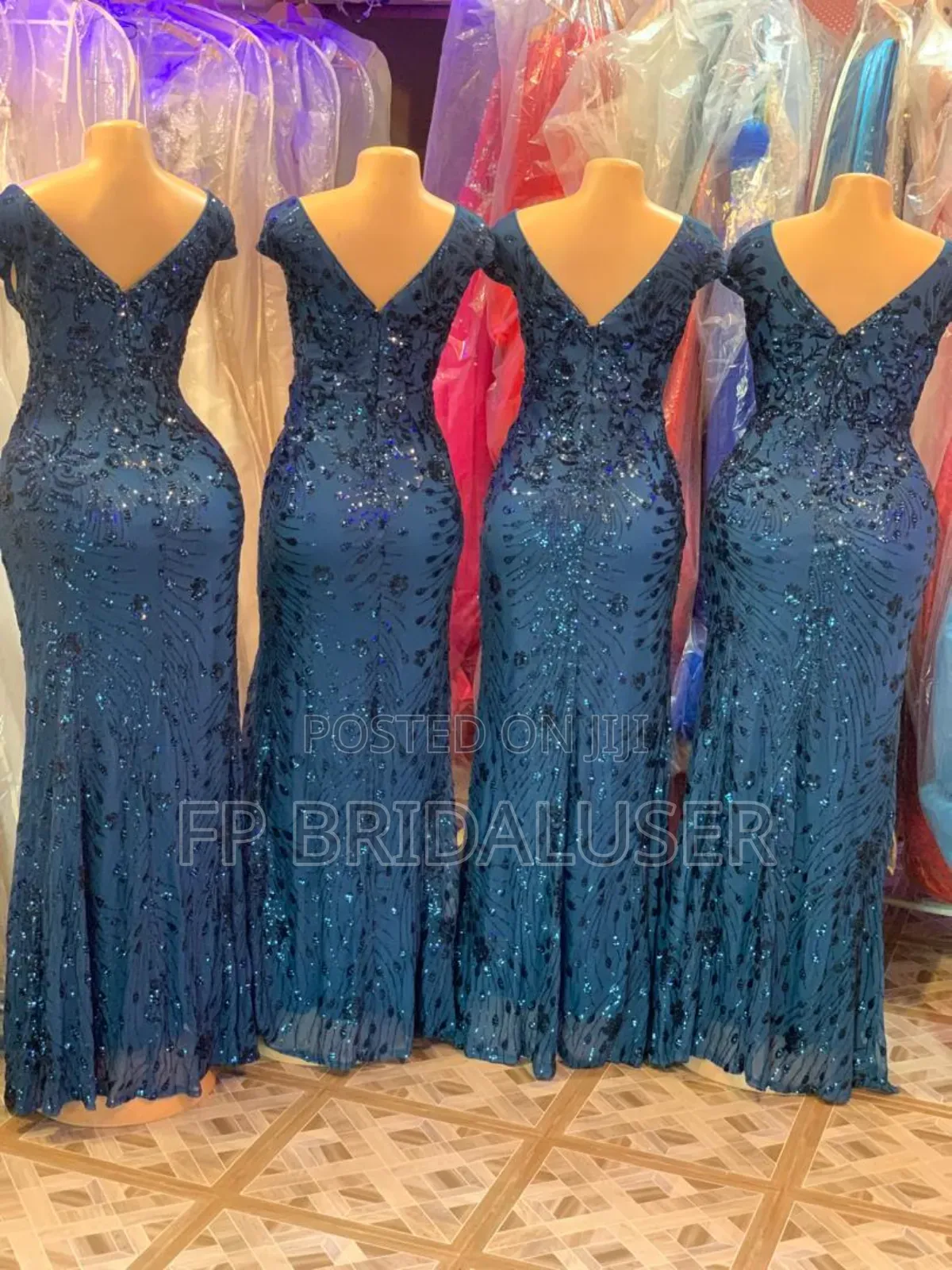 Bridesmaids Dresses for Hire Peacock Blue 4pcs