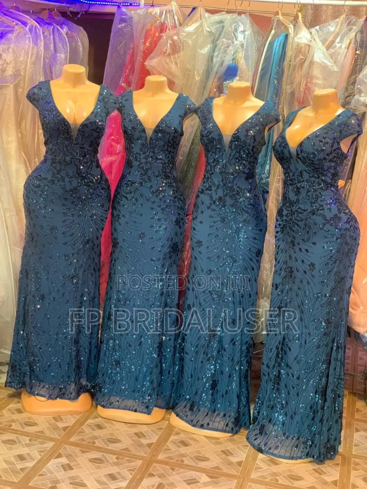 Bridesmaids Dresses for Hire Peacock Blue 4pcs