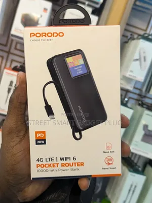 Porodo 4g Wifi 6 Pocket Router Power Bank 10000mah