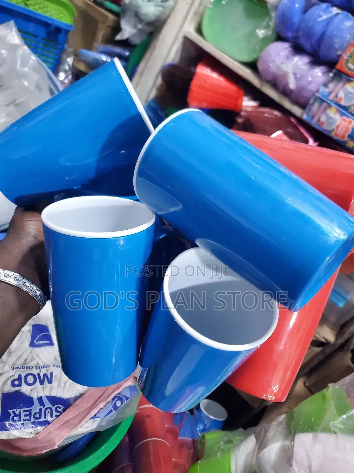 Blue Tall Plastic Cups 12pcs