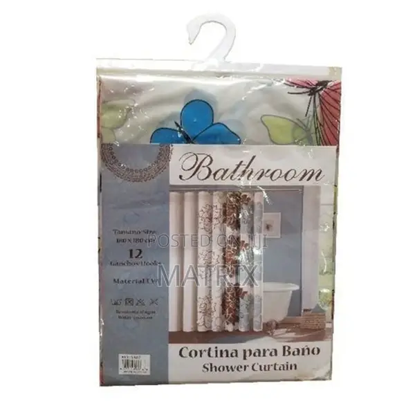 Shower Curtain With Hooks/Prints - Multicolor