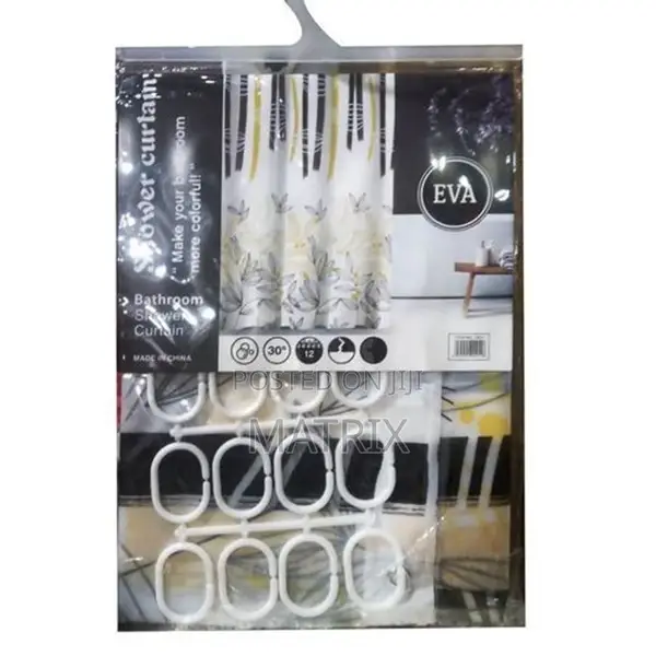 Shower Curtain With Hooks/Prints - Multicolor