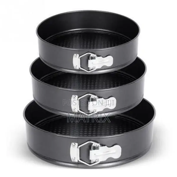A Set of 3 Round Non-Stick Baking Mould Pans- Black