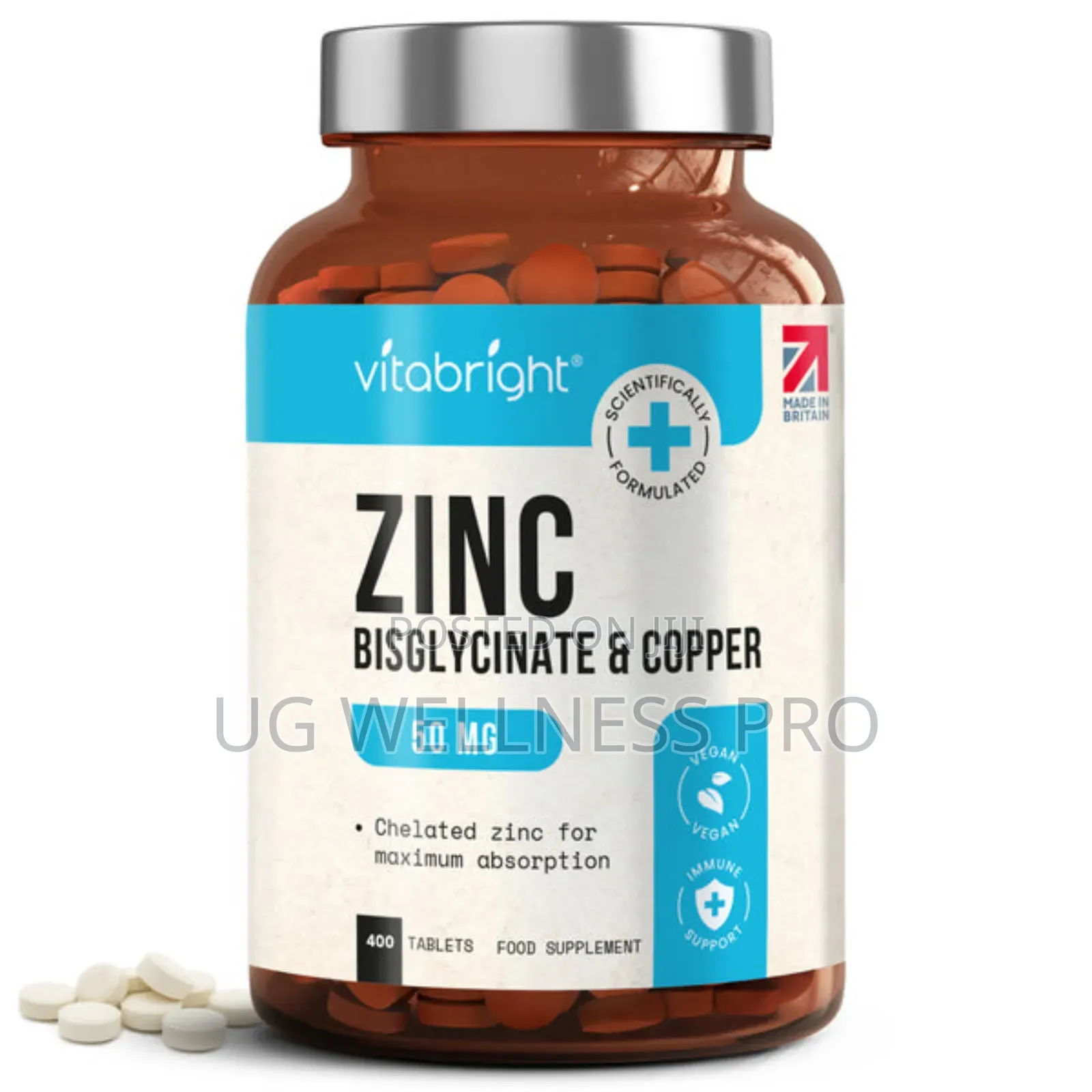 Vitabright Zinc Bisglycinate Tablets With Copper 6 Months Supply