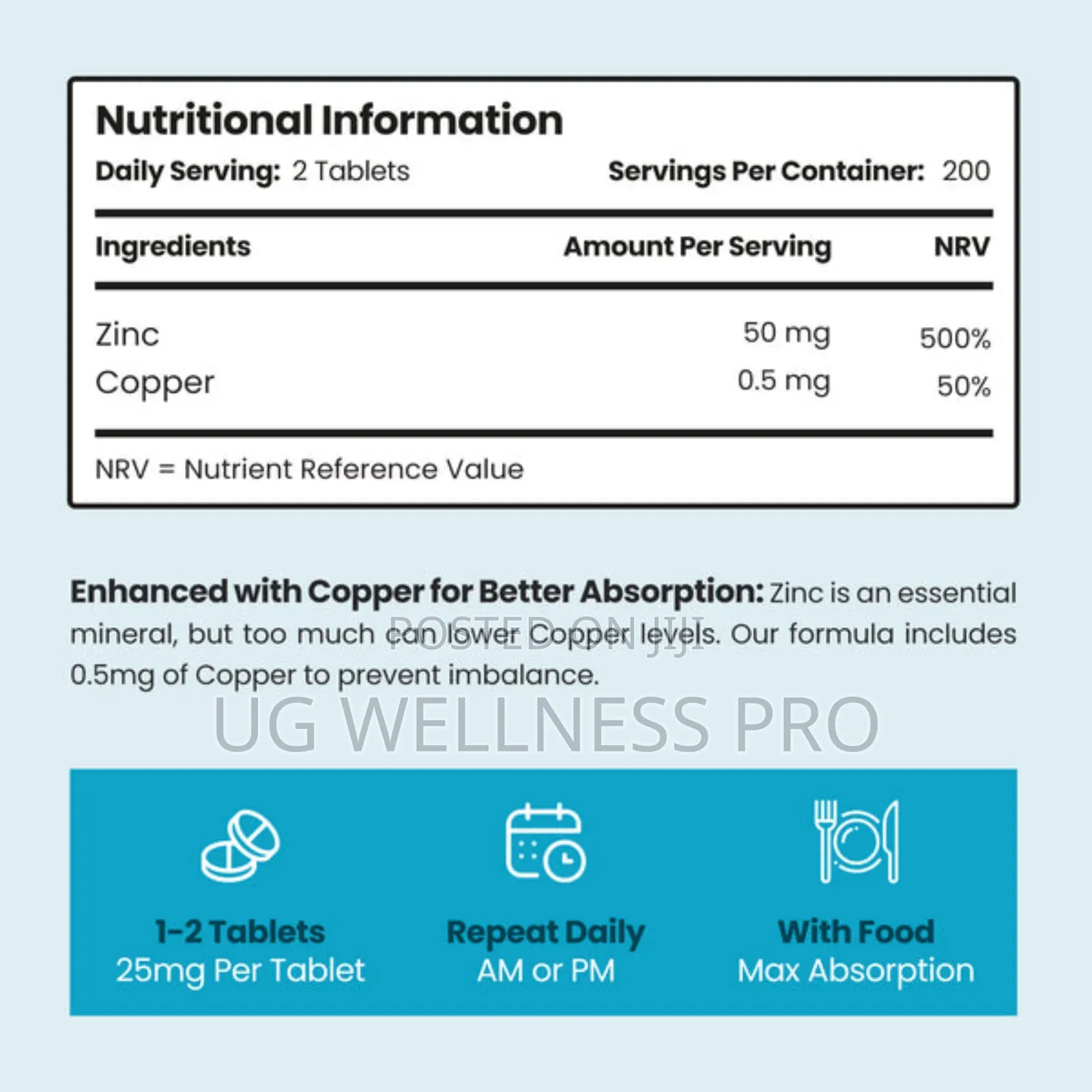 Vitabright Zinc Bisglycinate Tablets With Copper 6 Months Supply