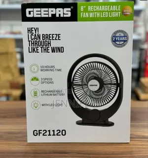 Geepas 8" Rechargeable Fan With Led Light- Gf21120