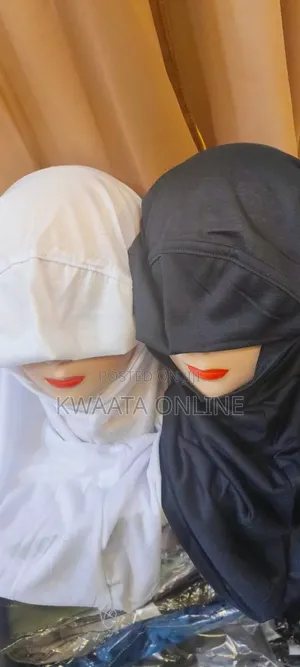1 Piece Head Scarf Slip On Pullover White/Black Petty Veil Girls Women