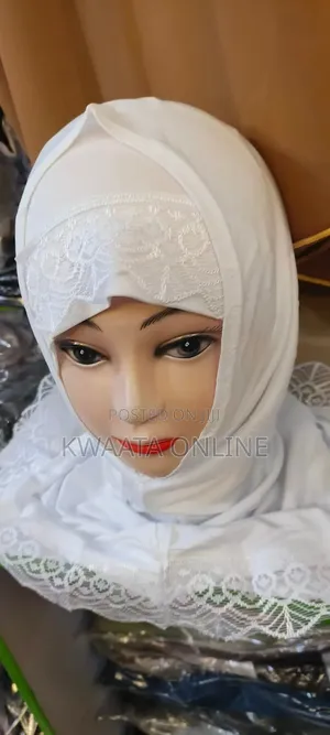 Girls Petty Coat With Lace on Kids Pull on Islamic Scarf Head Wrap