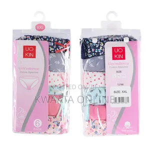 6 Piece Pack Uo Kin Cotton Seamless Women Panties Mid Waist Underpants