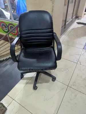 Leather Refurbished Short Back Chair, Adjustable