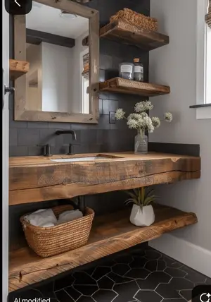 Solid Rustic Wood Bathroom Concepts