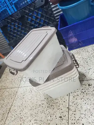 Plastic Storage Boxes With Locks (Cream Color)