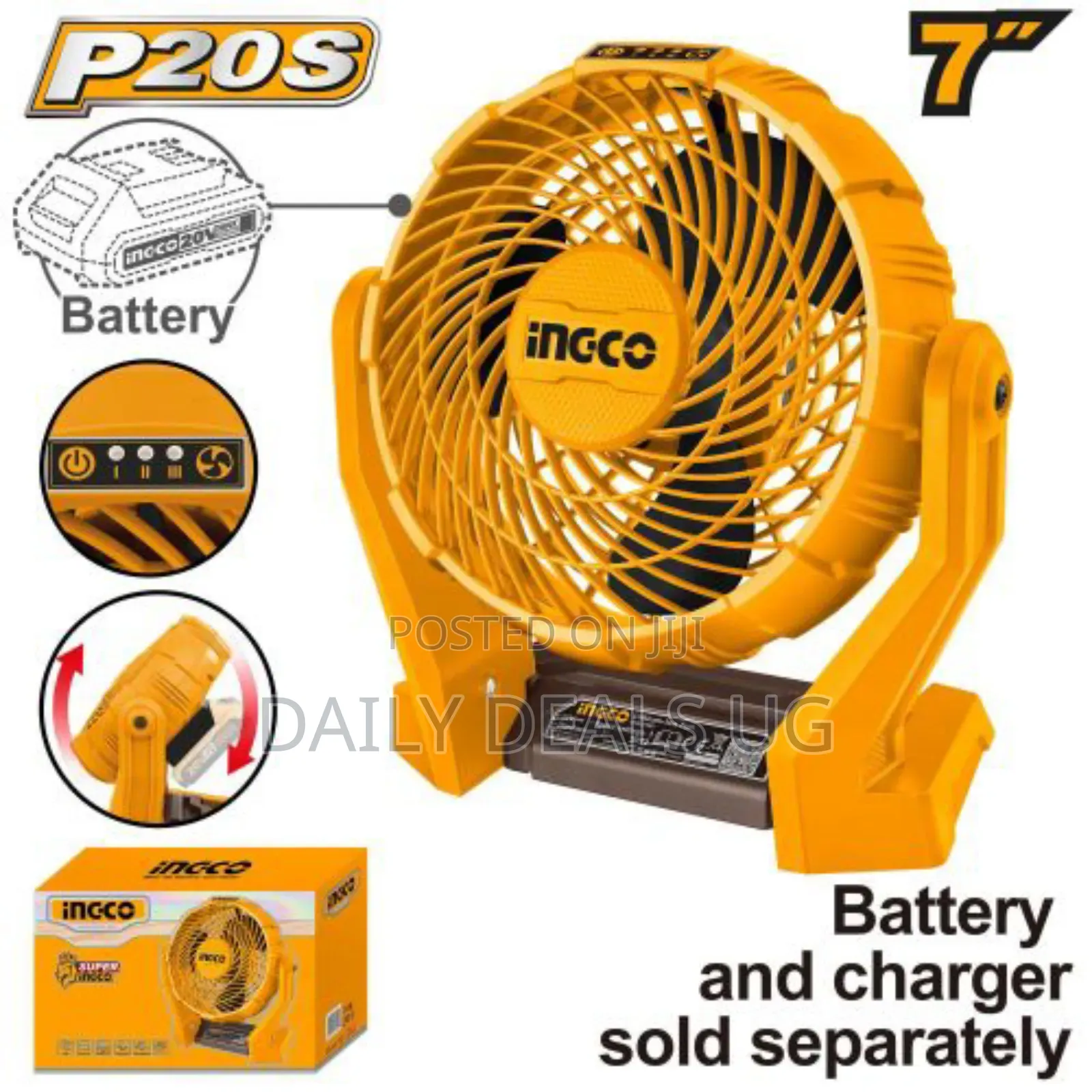 Ingco Cfali2007 -Lithium-Ion Fan -Orange