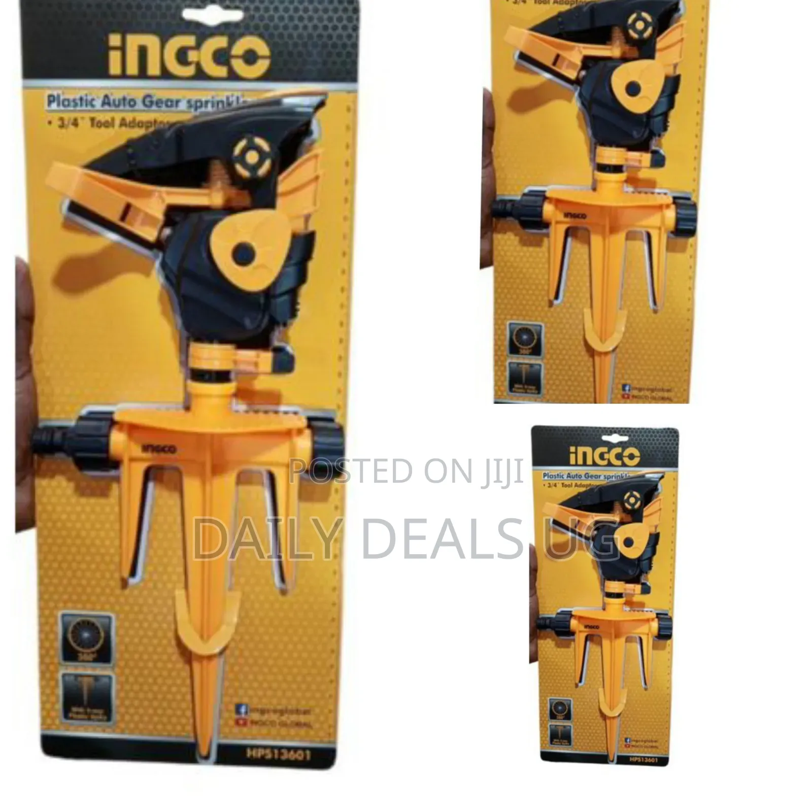 Ingco Plastic Auto-Gear Sprinkler -Yellow
