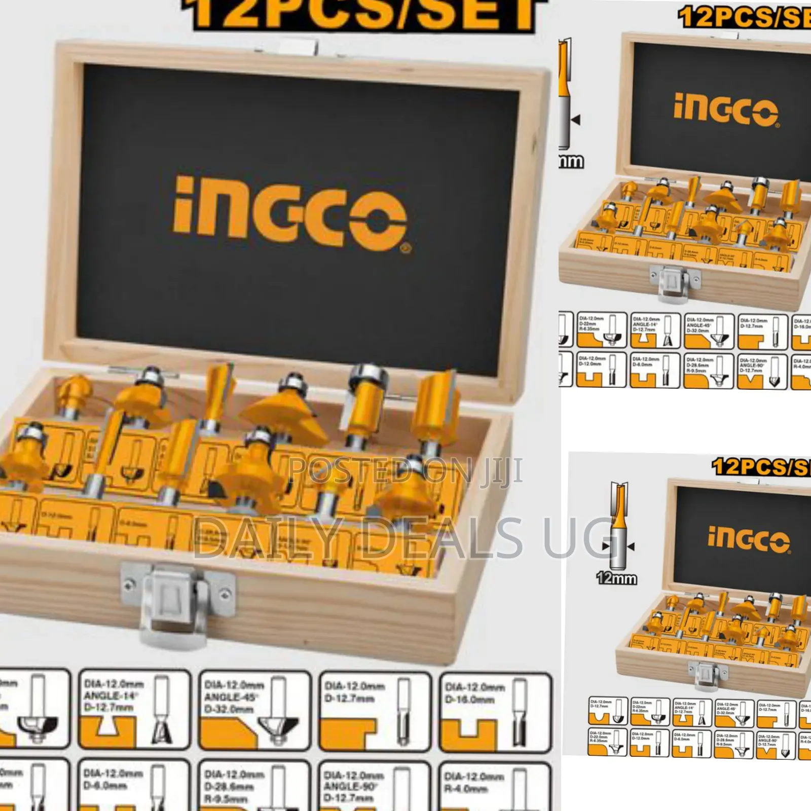 Ingco Akrt1221 -12pcs Router Bits Set (12mm)-Shank Diameter:12mm