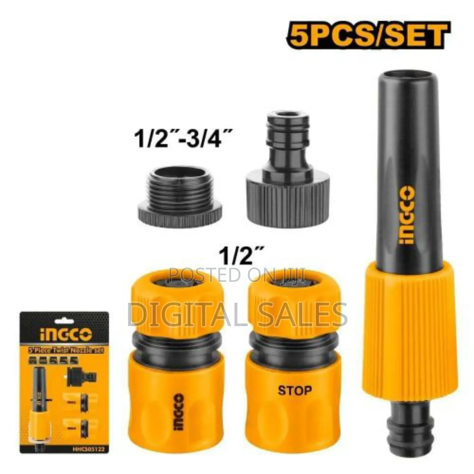 Ingco Hhcs05122 5pcs Twist Nozzle Hose Connector Set