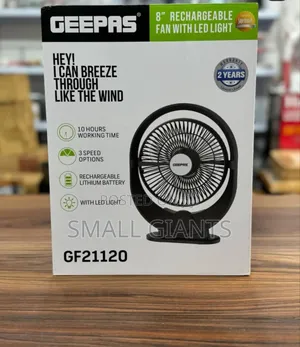 Geepas 8" Rechargeable Fan With Led Light- Gf21120