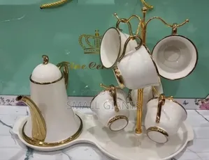 9-Piece Tea Set With a Cup Stand White