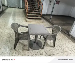 Gray Dining Plastic Table and Chairs
