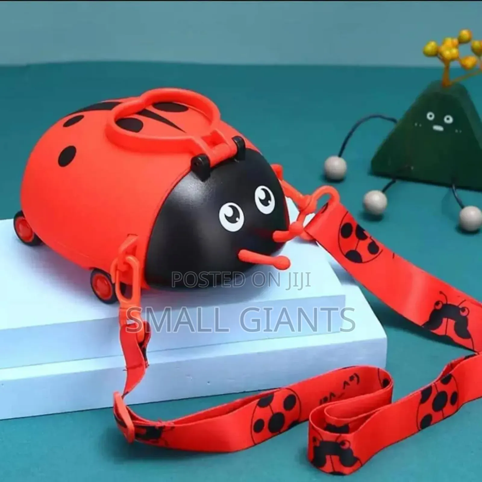 Lady Bug Shape Water Bottle With Adjustable Shoulder Strap