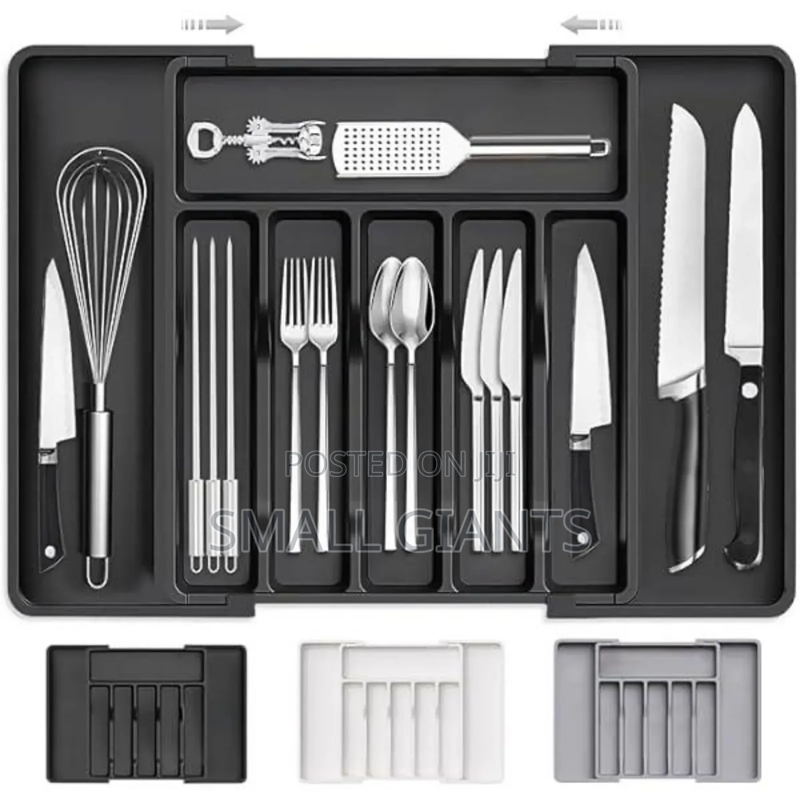 Space-Saving Adjustable Kitchen Silverware Drawer Organiser
