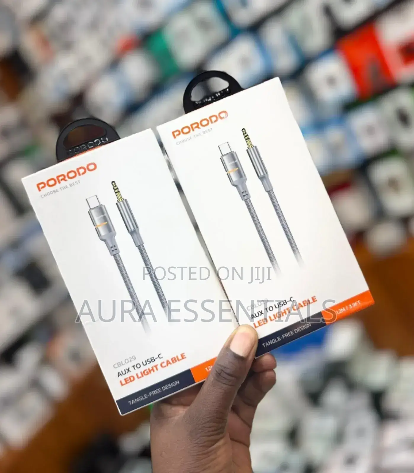 Porodo Aux to Usb-C Led Light Cable