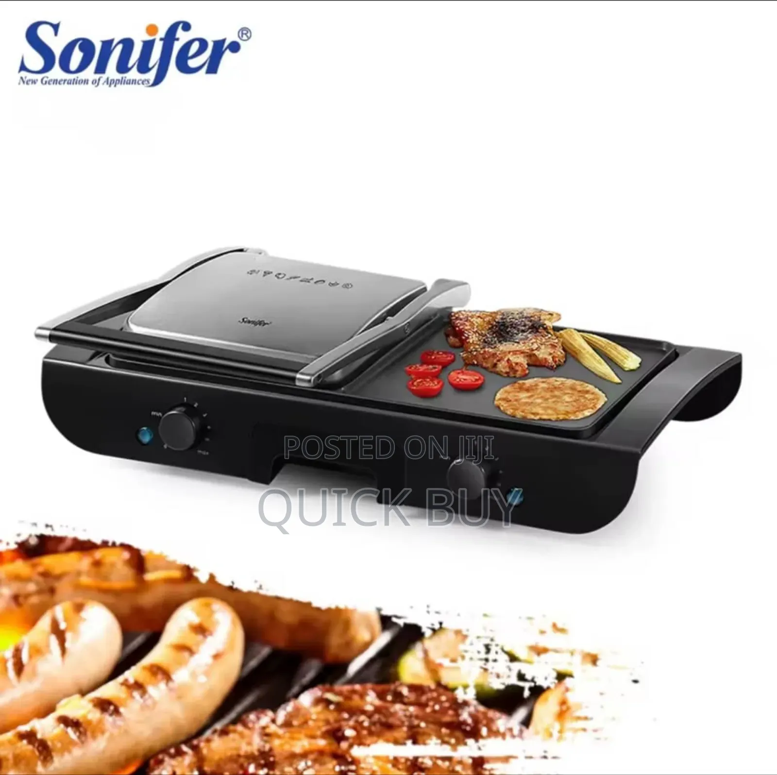 Sonifer 2-in-1 Grill With Both A Baking Plate And A Frying Pan Plate