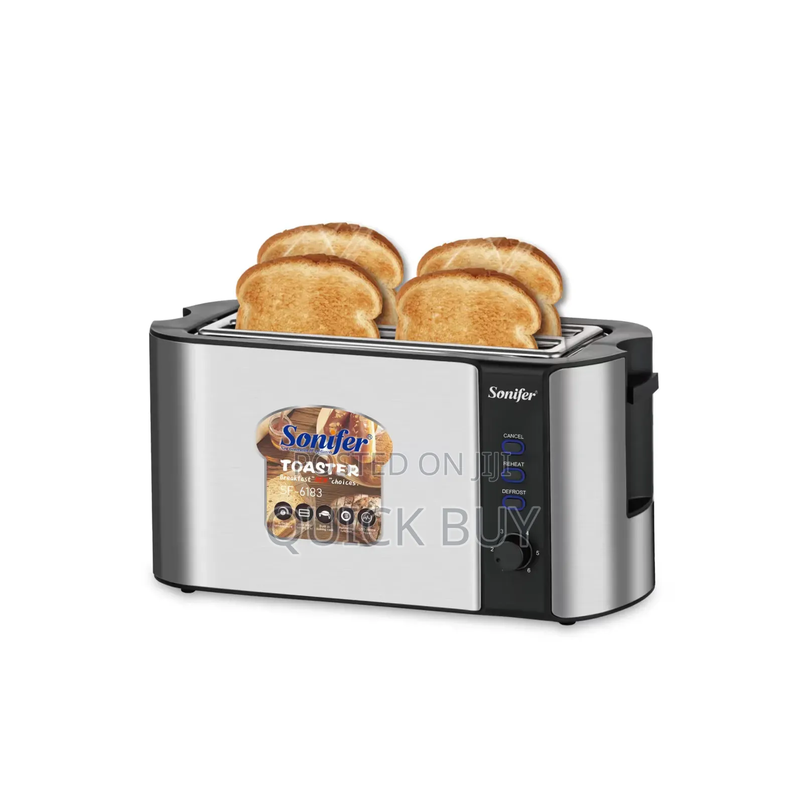 Sonifer 4-Slice Bread Toaster With Baking Rack