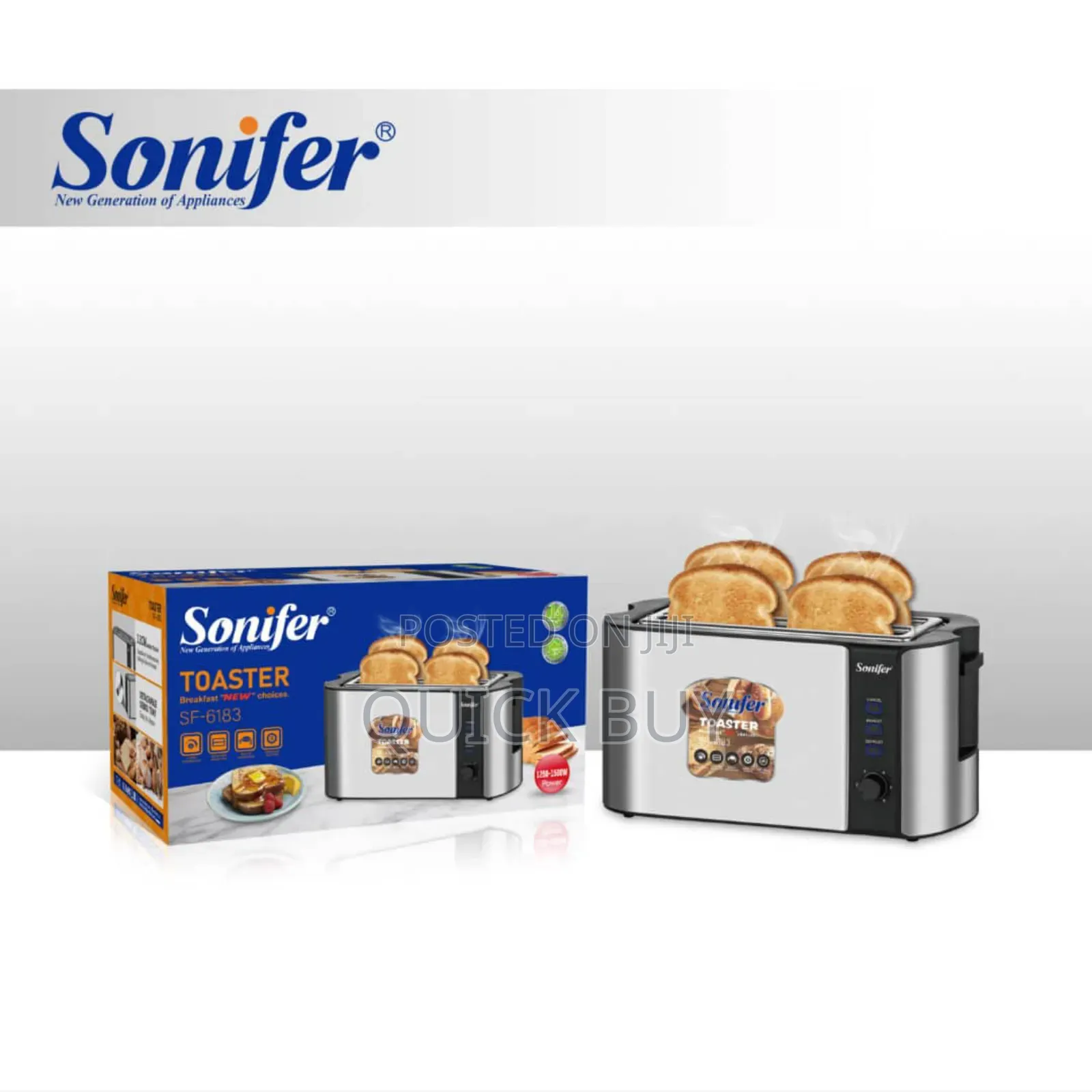 Sonifer 4-Slice Bread Toaster With Baking Rack