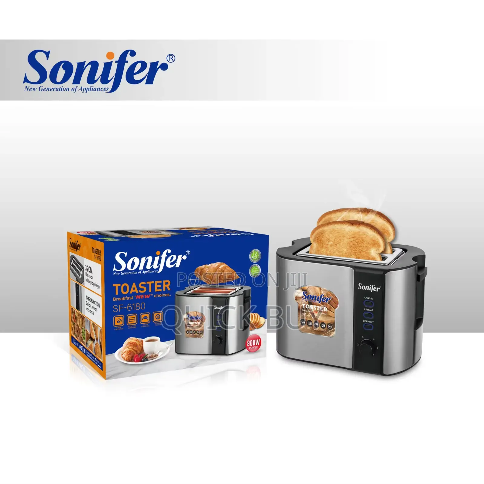 Sonifer 2 Slices Bread Toaster With Grill Rack