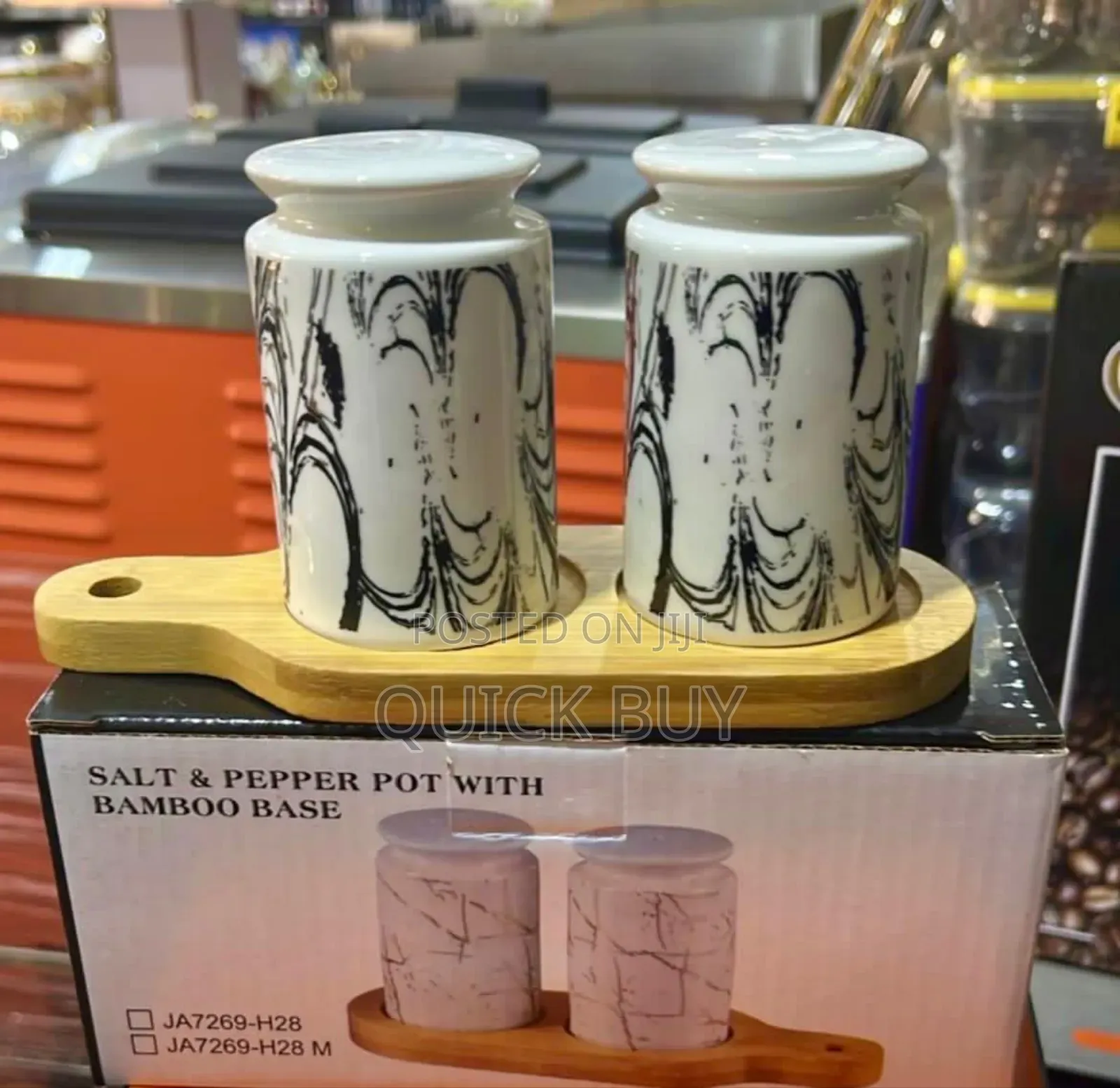 Salt and Pepper Shakers With Bamboo Wood Tray