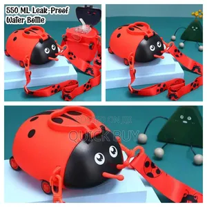 Lady Bug Shape Water Bottle With Adjustable Shoulder Strap