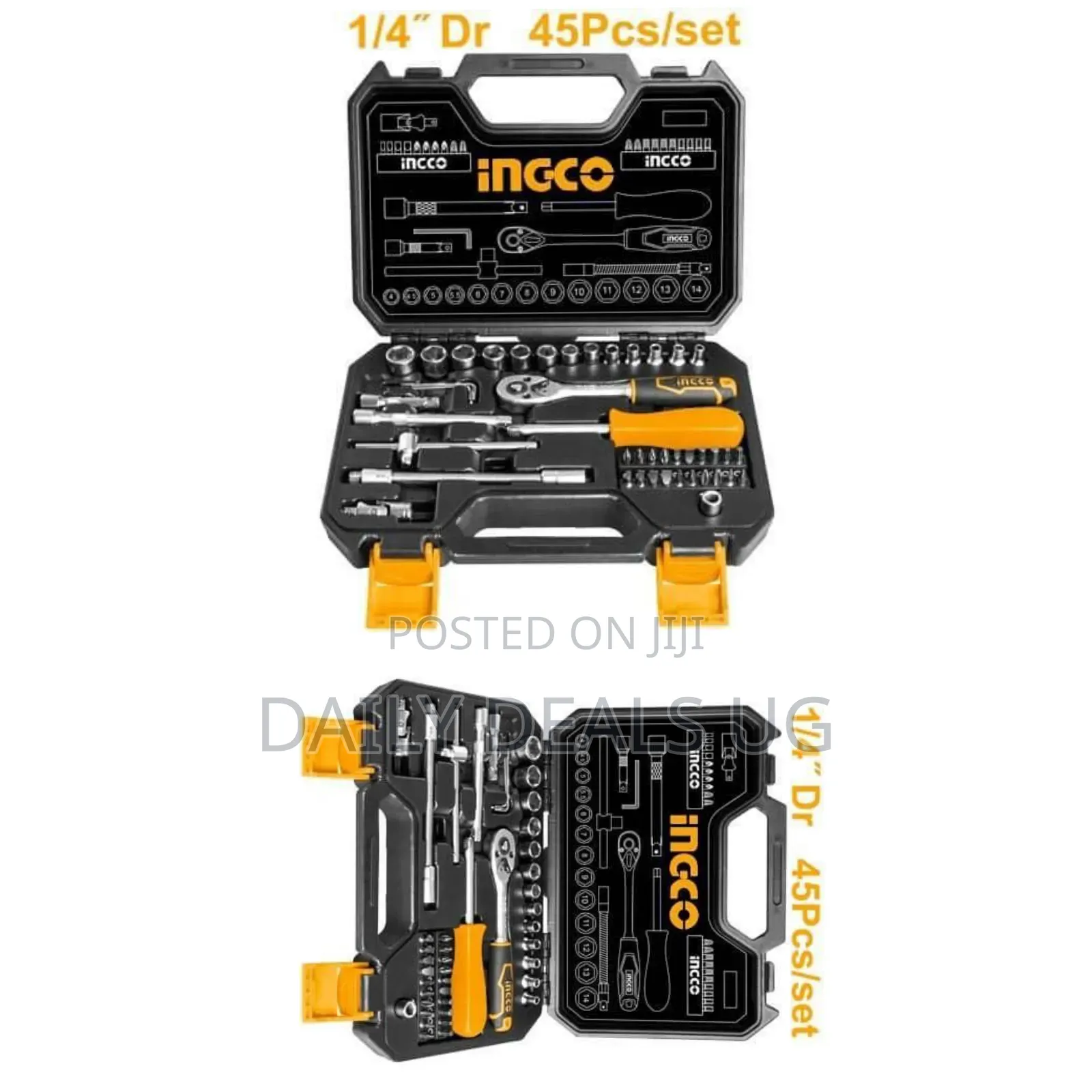 Ingco 45pcs 1/4" Socket Set -Black/Orange