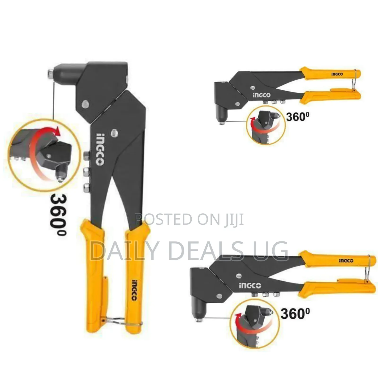Ingco 30-Degree Swivel Head-Hand Riveter -Yellow, Black