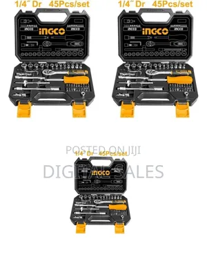 Ingco 45 PCS 1/4" Socket Set - Black / Orange