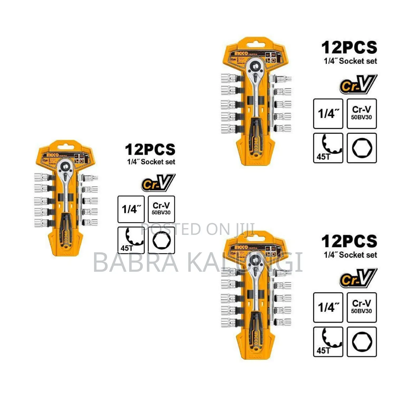 Ingco 12 PCS 1/4" Socket Set - Orange