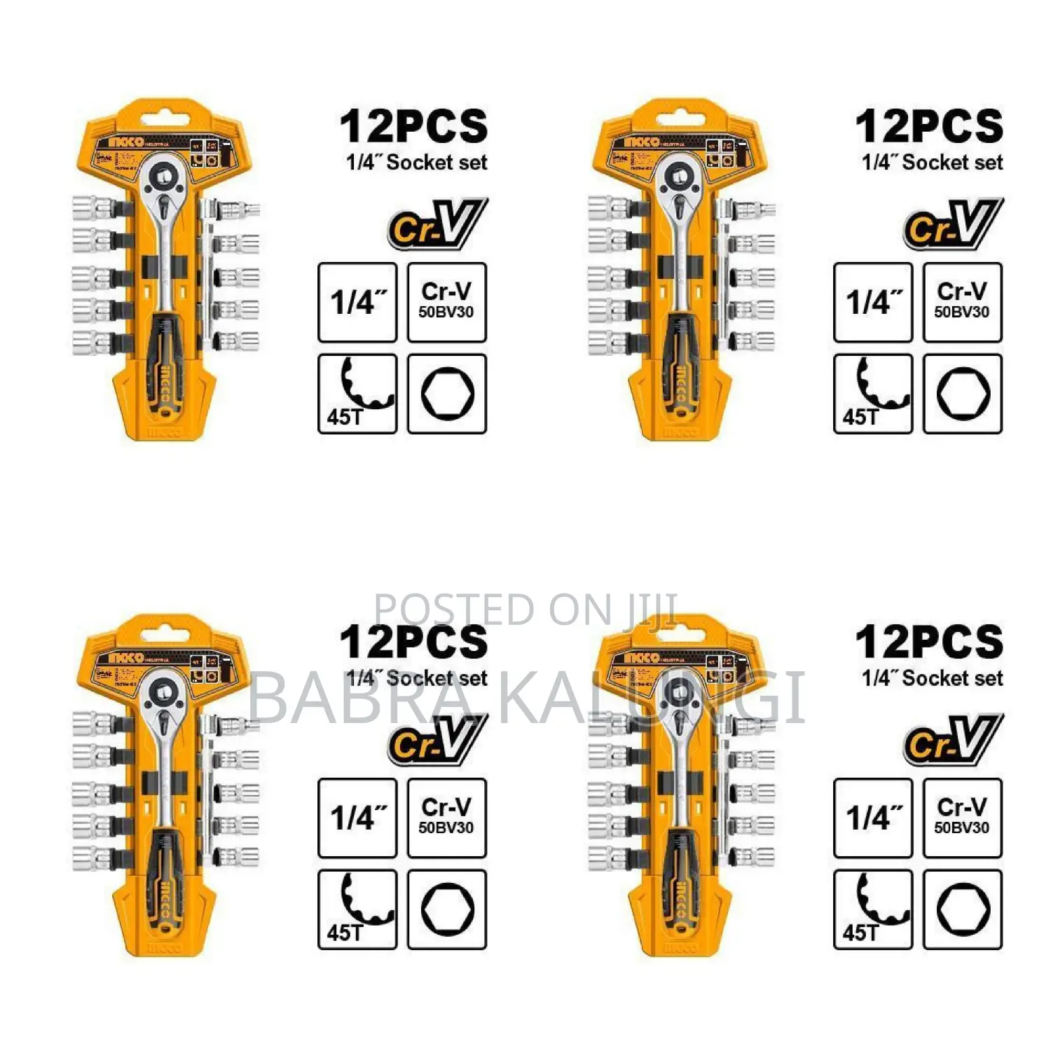 Ingco 12 PCS 1/4" Socket Set - Orange