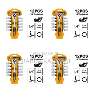 Ingco 12 PCS 1/4" Socket Set - Orange