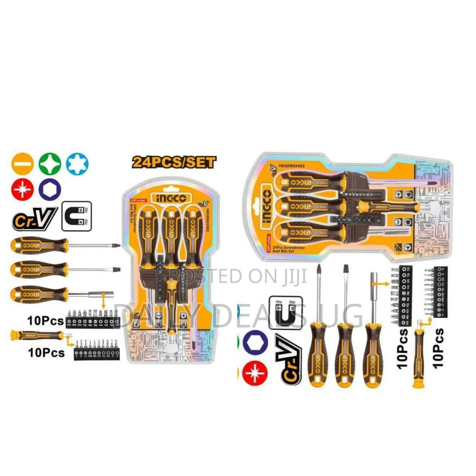 Ingco 24 Piece Screwdriver and Bits Set -Multicolour
