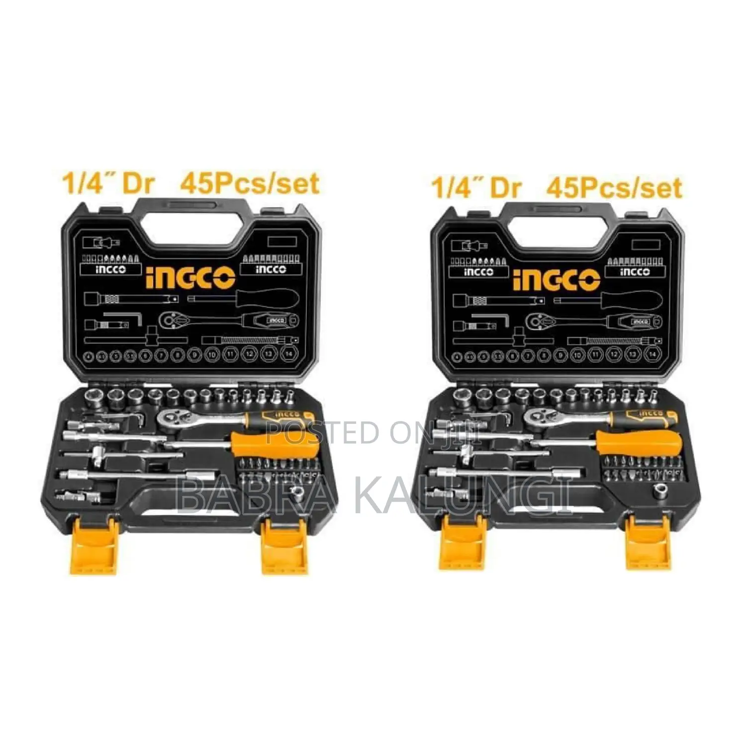 Ingco 45 PCS 1/4" Socket Set - Black / Orange
