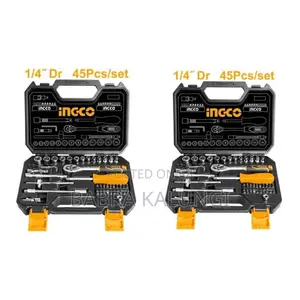 Ingco 45 PCS 1/4" Socket Set - Black / Orange