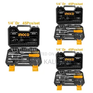 Ingco 45 PCS 1/4" Socket Set - Black / Orange