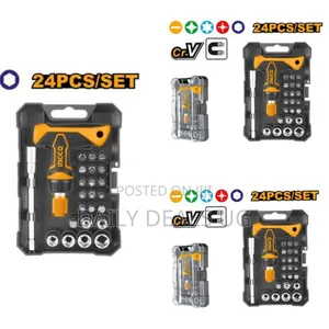 Ingco 24 Pieces T-Handle Wrench Screwdriver Set -Silver