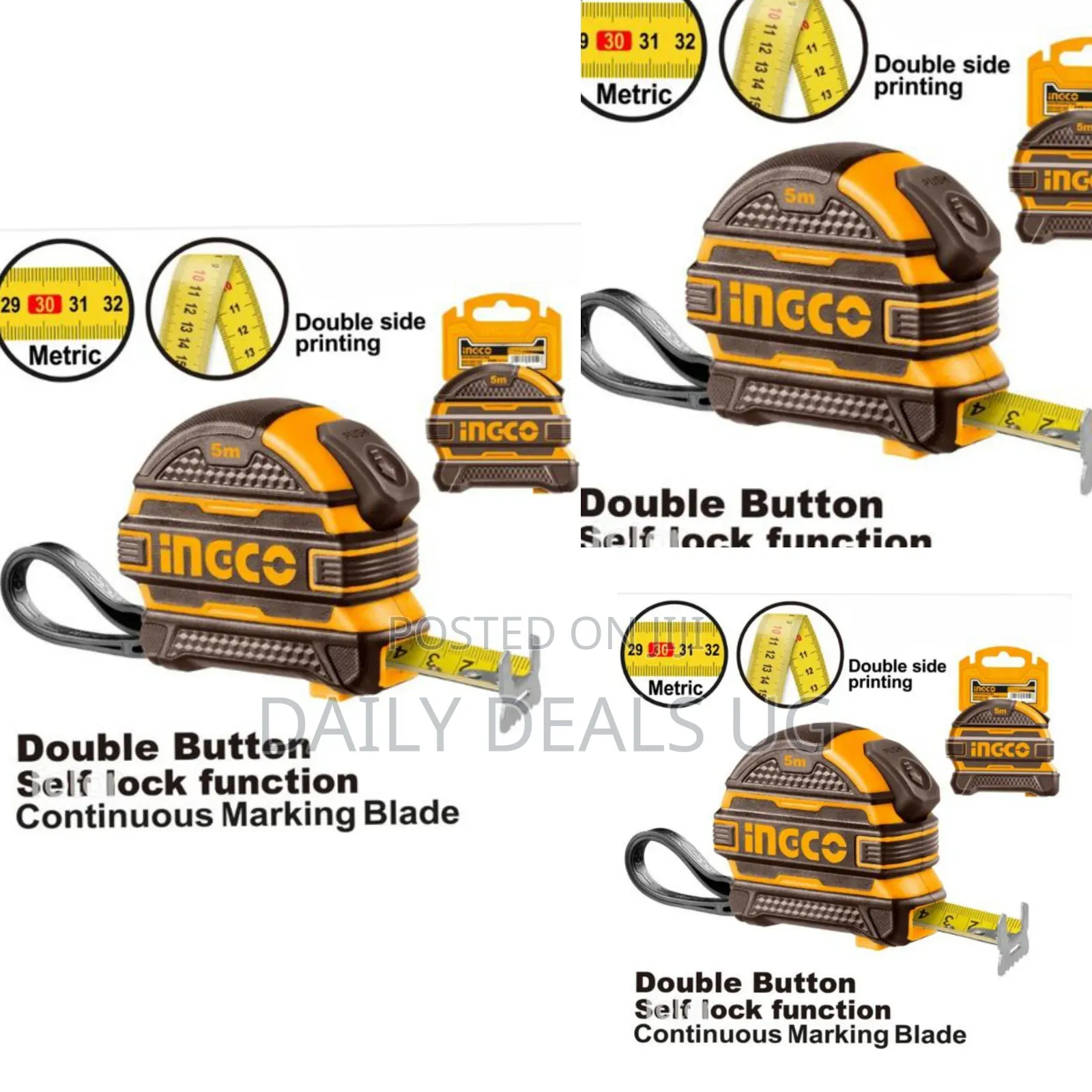 Ingco Hsmt081025 Steel Measuring Tape-Orange