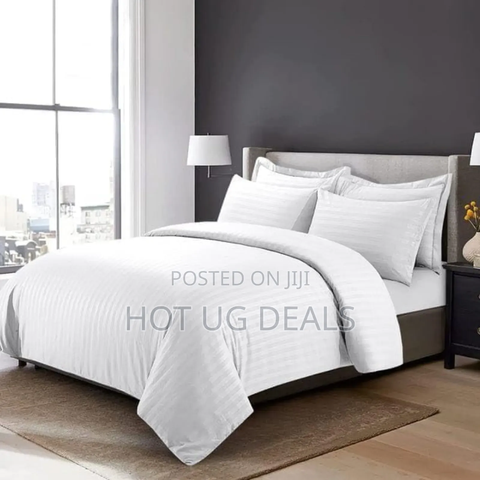 4pcs 6x6 Plain Think Duvet Set With 2 Pillowcases 1 Bedsheet- White