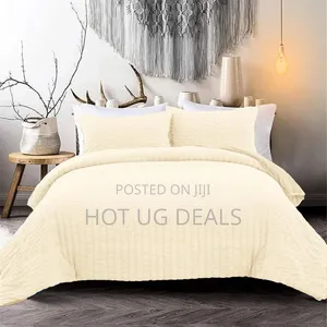 4pcs 5x6 Plain Think Duvet Set With 2 Pillowcases 1 Bedsheet- Cream