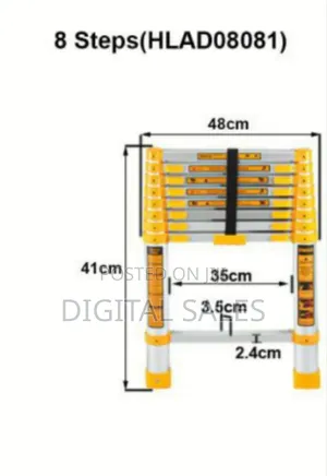 Ingco Hlad08081 -Telescopic Ladder -Orange