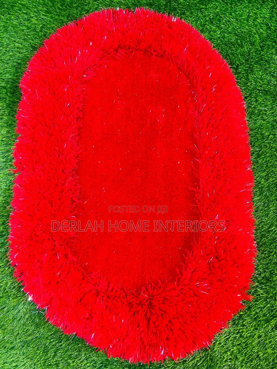 Hot Red Oval Doormat