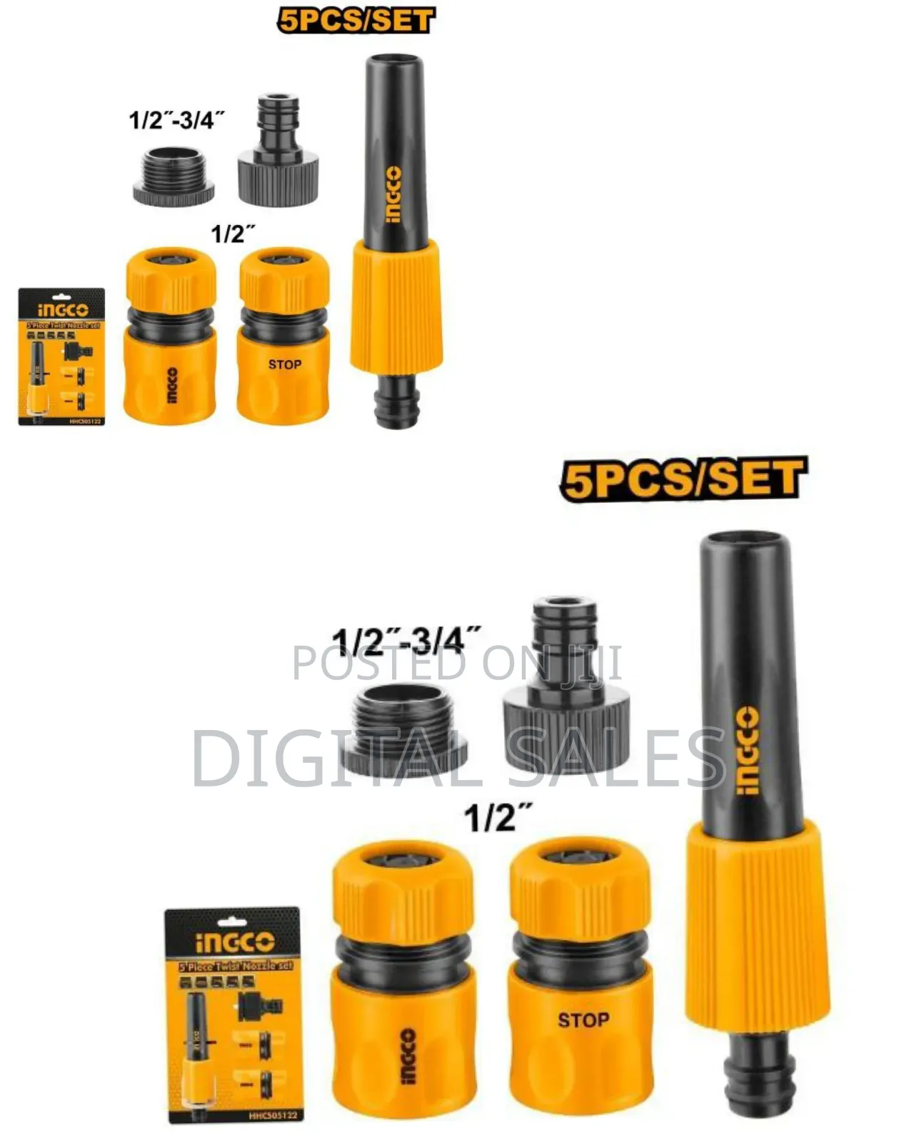Ingco 5 Piece Twist Nozzle Set -Black Orange
